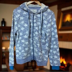 NWT Soho hoodie cream & blue stars,fall,cozy,cool,fur lined,full zip,soft,comfy